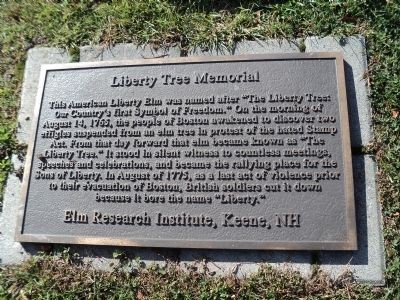 Photograph of the Liberty Tree Memorial Historical Marker.