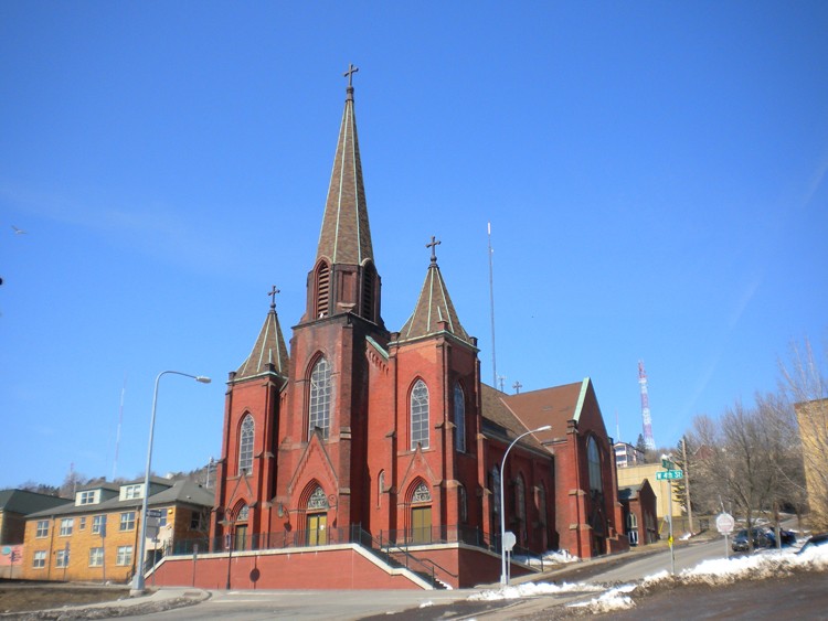 The front facade of the cathedral