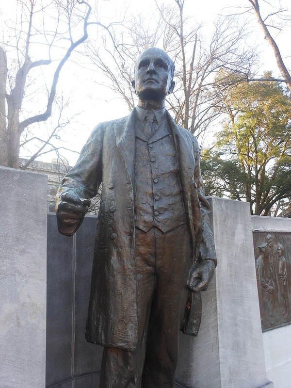 Statue of Aycock at the North Carolina State Capitol. Numerous educational buildings were named after Aycock- a decision that is being reconsidered throughout the state.