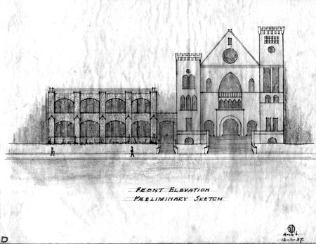 The preliminary sketch for the church- courtesy of Marshall University Special Collections.