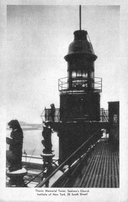 The memorial lighthouse as seen from the roof -- postcard from author's collection