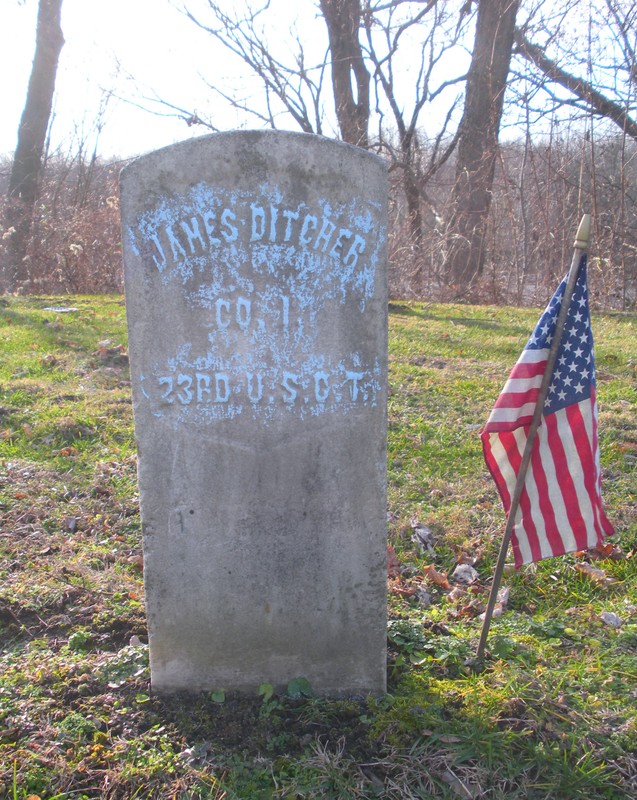 Tombstone of Jim Ditcher in Woodland Cemetery, Ironton