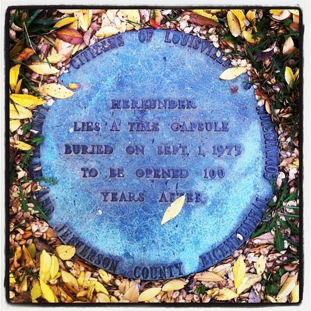 A time capsule, buried on September 1st, 1975 to be opened 100 years later.