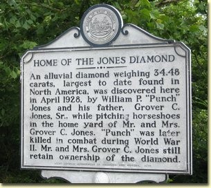 Historical marker in Peterstown, WV, where the diamond was found.
