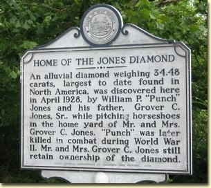 Historical marker in Peterstown, WV, where the diamond was found.