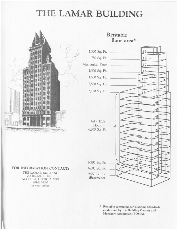 Axonometric view of Lamar Building and denoted levels