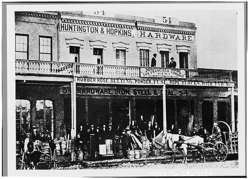 Part of the Big Four House during its Central Pacific heyday. Huntington first began importing East Coast goods to supply eager miners in 1849. 