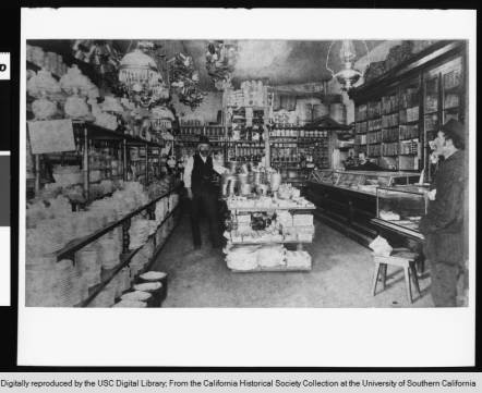 An interior view of Hungtington & Hopkins hardware store in 1900 (USC Libraries).