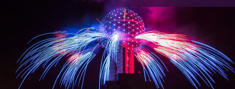 Reunion Tower's glowing "orb" is a lit with LED lights which provide a striking view of the tower at night. 