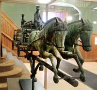 The Barre firehouse weathervane is on display in the lobby. It was created in 1904 and stop atop the city's historic firehouse. 