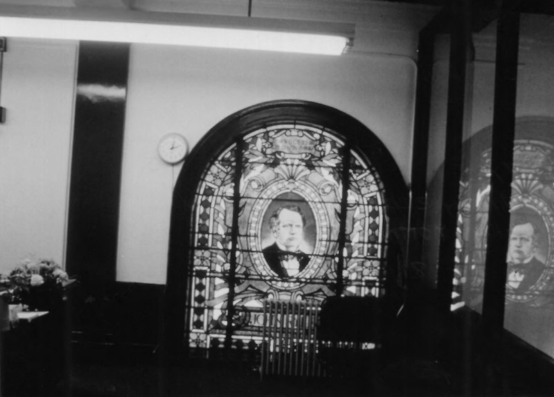 Building, Fixture, Interior design, Black-and-white