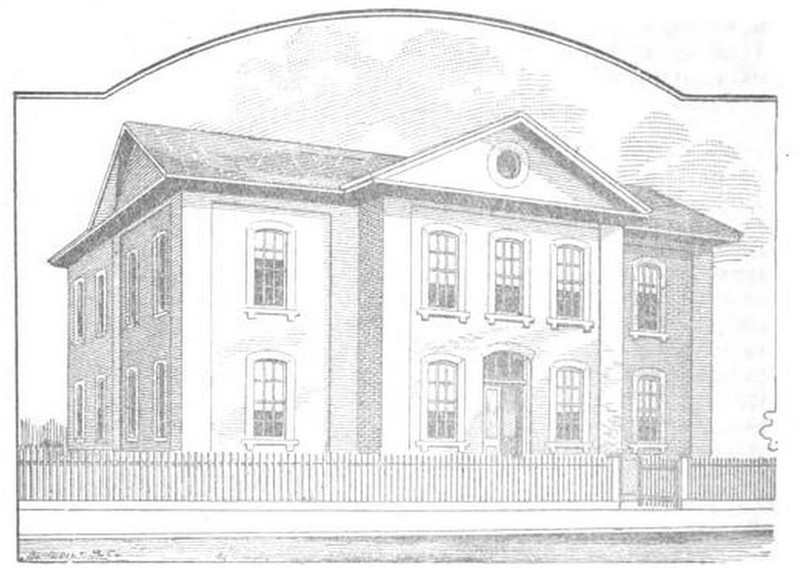 Depiction of the original Buffington School building on 7th Street and 4th Avenue