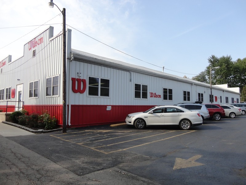 Outside of the Wilson Football Factory located at 217 N, Liberty St, Ada, Ohio.