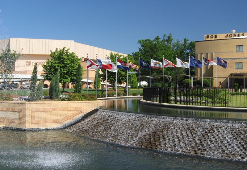 Outside the Student Union at Bob Jones University. 