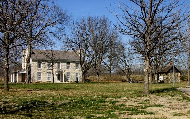 The Kaw Mission in Council Grove. The smaller building is one of more than 138 homes built for the Kaw by the government, but the Kaw had no desire to live in "American style" homes