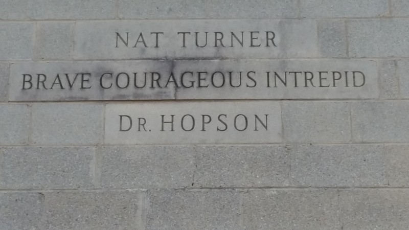 Shows the tribute to Nat Turner on McKinley Hopson's apartment building in the 1950s . This was thought to be unheard of given the fact that Nat Turner's slave revolt was one pf the bloodiest revolts in history.
