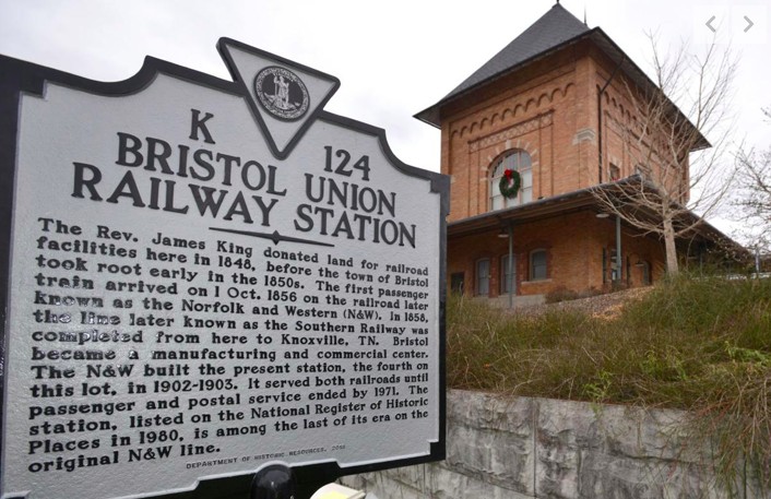 Bristol Railroad Station and historical marker, 2018