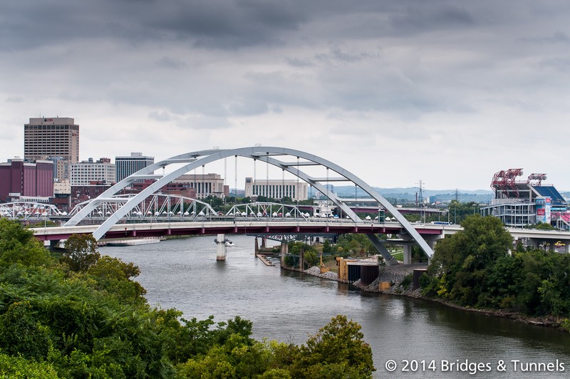 The John Seigenthaler Pedestrian Bridge by day 