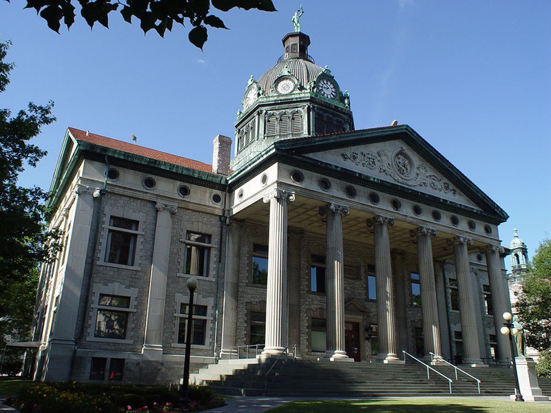 The current Broome County Courthouse was completed in 1897 and is the fifth building to hold the county's governmental offices.