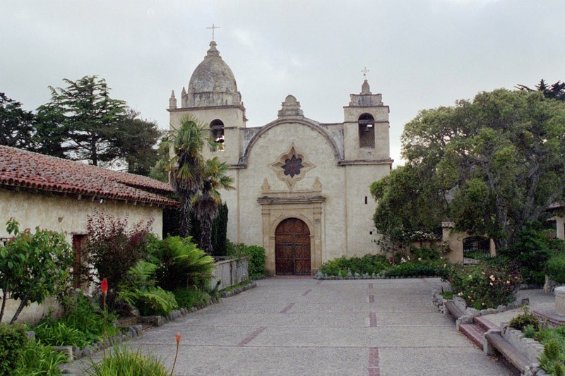 A present-day view of the Mission. The Mission's church is built from locally quarried stone, though the original roof, destroyed in the 1800s, is a historically accurate restoration from 1936.