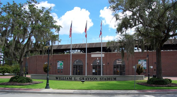 Grayson Stadium is the home field of the Savanah Bananas baseball team.