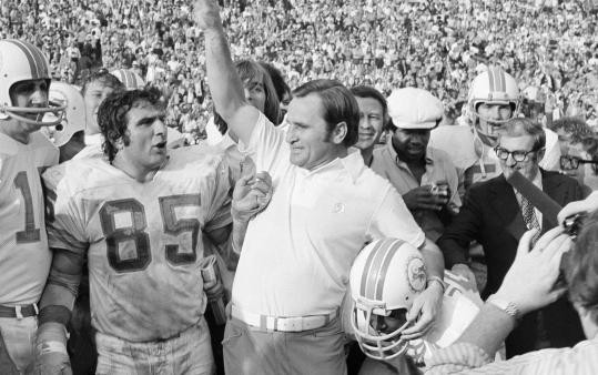 Don Shula after winning the Super Bowl and finishing the season with a perfect 17-0 record.