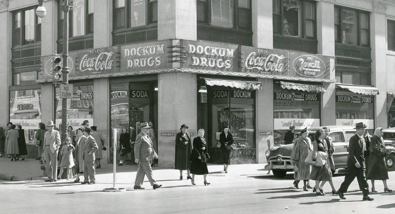 Dockum Drug Store as it appeared in the 1950s.