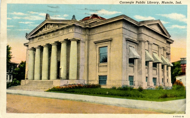 Postcard image of the library