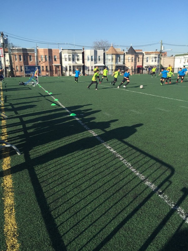 Kids playing soccer at Jose Marti field in Union City, NJ.