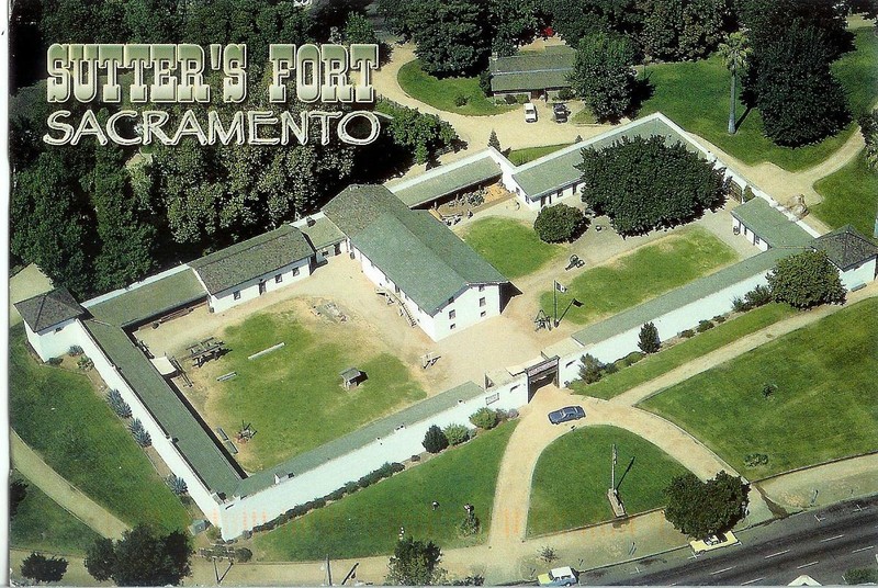 An aerial of the restored fort. Note the two blockhouses (watchtowers) on the corners. These were modeled after the blockhouses of Russia's Fort Ross, in Sonoma County, but built of adobe rather than redwood.