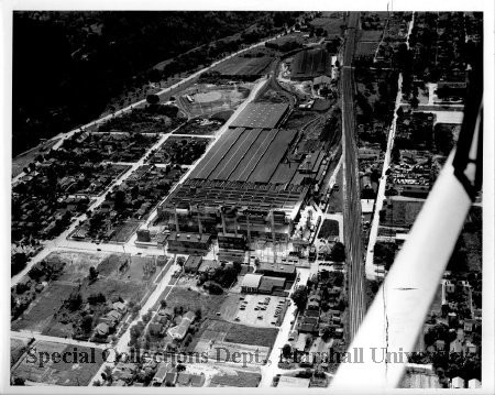 Aerial view of the factory, 1947