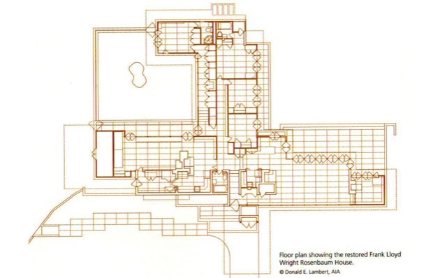 Floor plan for the Rosenbaum House.