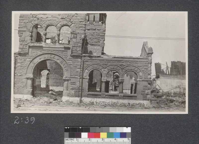 The ruins of the Baths shortly after the earthquake (UC Berkeley, Bancroft Library).
