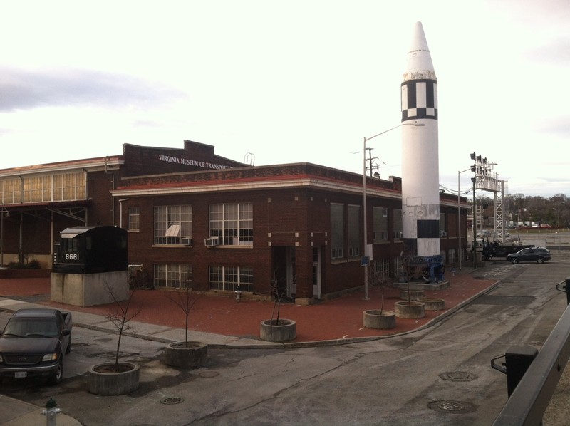 The museum. It is housed in the former Norfolk & Western Railway freight train station.