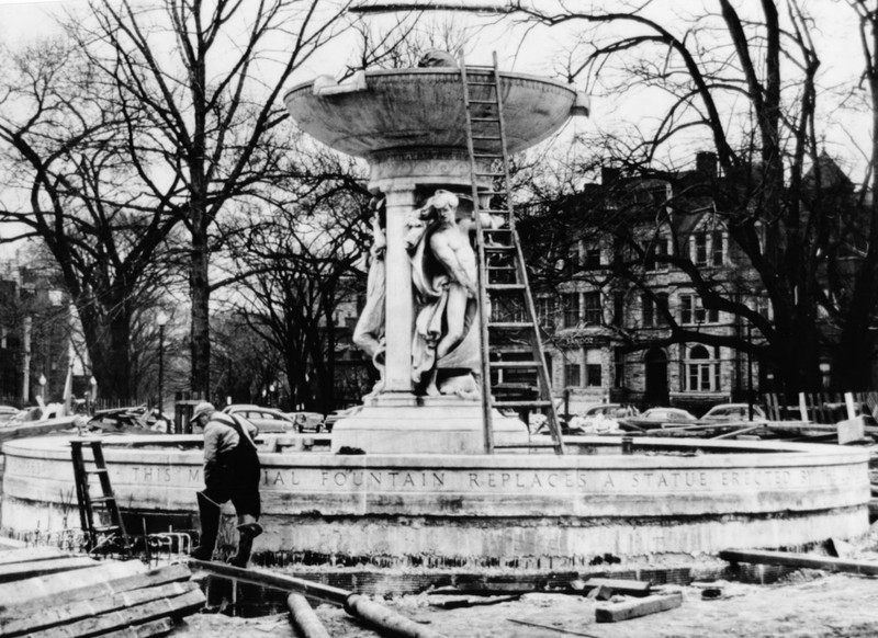 Building, Pedestal, Tree, Statue