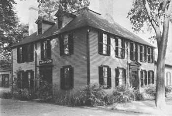 Wright's Tavern, built in 1747 at Concord, played a colorful role in events leading up to the War for Independence, and in the fighting which marked the war's first day (National Park Service)