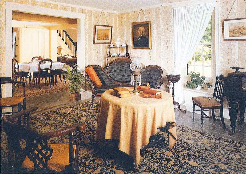 The parlor includes many original furnishings