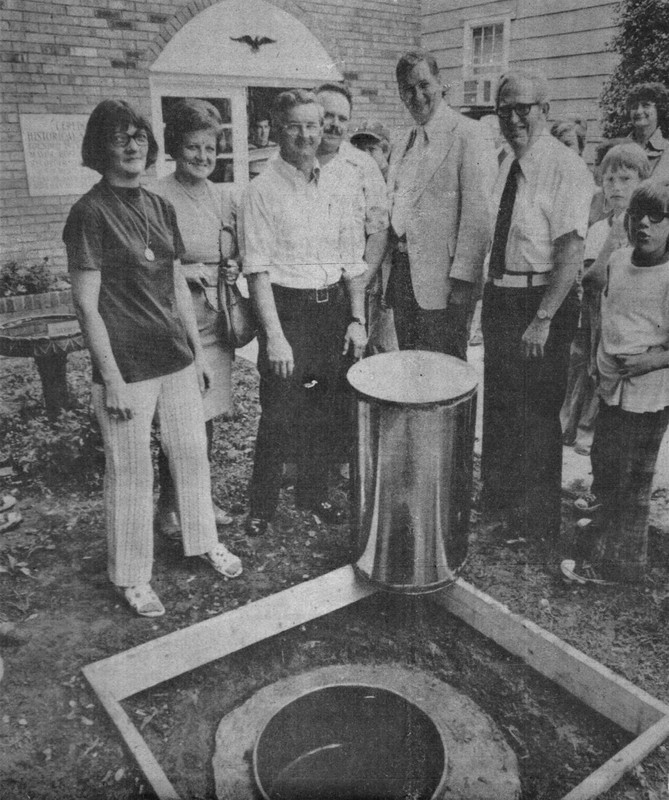A time capsule was buried in the front lawn in July 1976, and is to be opened in 2076. Courtesy of the Ceredo Museum.