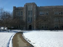 Arthur Jordan Memorial Hall in snow