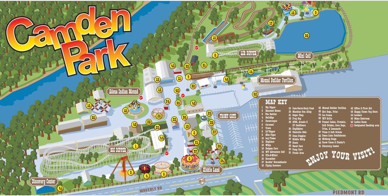 Map of Camden Park showing location of mound within park.