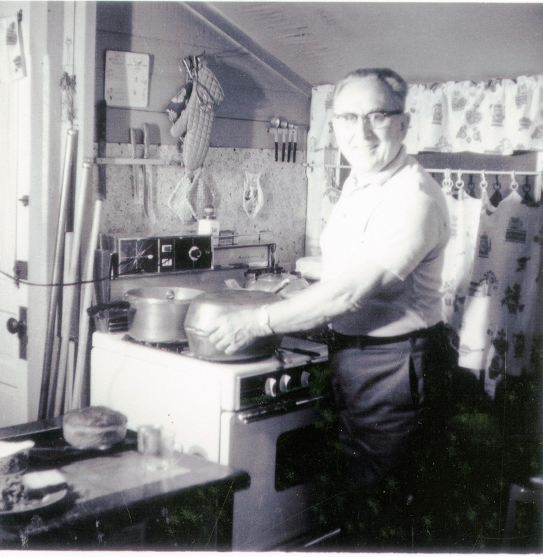 Louis Fullop in the Greenwood House kitchen, Clearwater, Florida, circa 1950.