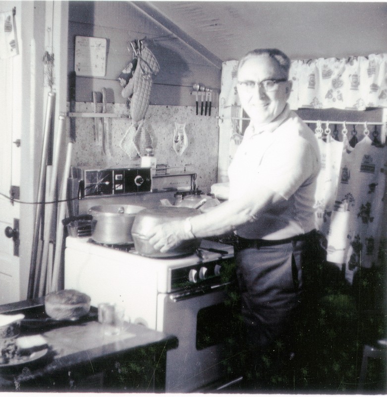 Louis Fullop in the Greenwood House kitchen, Clearwater, Florida, circa 1950. 