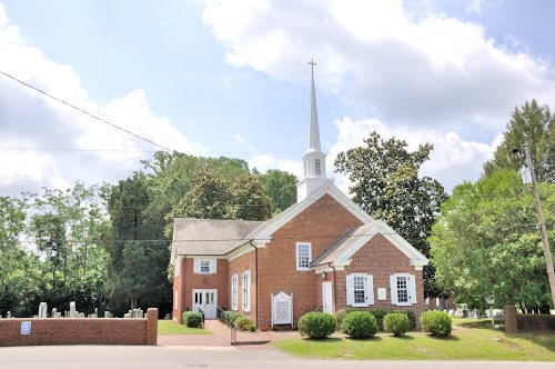This historic church was constructed of bricks made by hand on the property. 