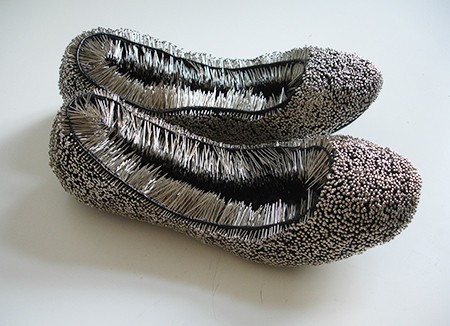 Untitled work showcasing pins and shoes by Erwina Ziomkowska