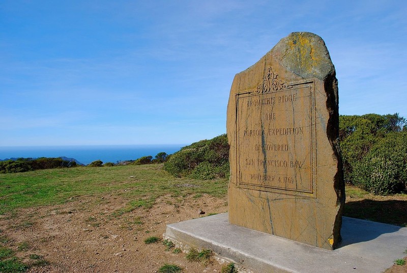 This stone marker commemorates the first-recorded European sighting of San Francisco Bay.