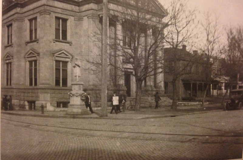 The lost statue in front of Carnegie Public Library