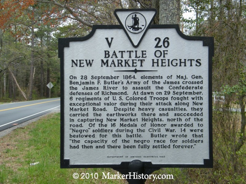 Marker for New Market Heights Battleground