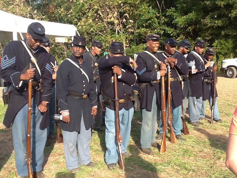 Reenactors of the USCT participate in the Sesquicentennial (150th anniversary) of the Battle of New Market Heights in 2014