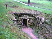 Reconstructed entrance to mine tunnel 