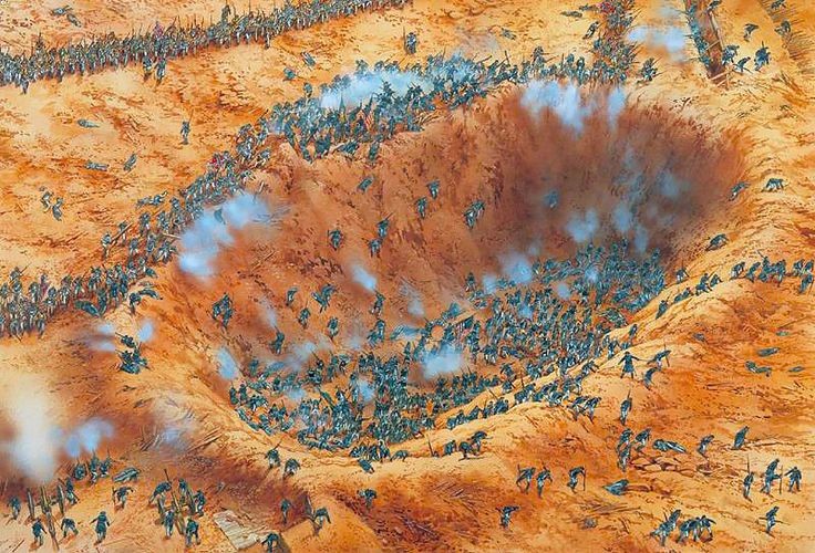 An ariel rendition of how the fighting in the Crater may have appeared.